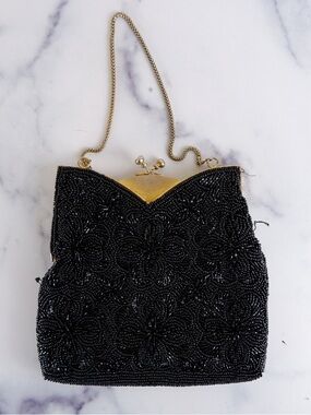 Vintage 70's/80's La Regale Black Beaded Purse